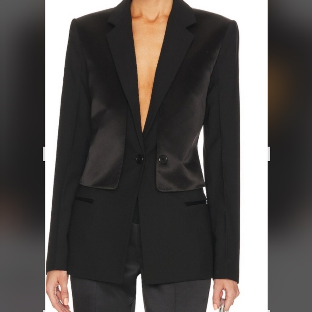 NWOT HELMUT LANG CUT OUT SINGLE BREASTED WOOL BLEND BLAZER SIZE 4